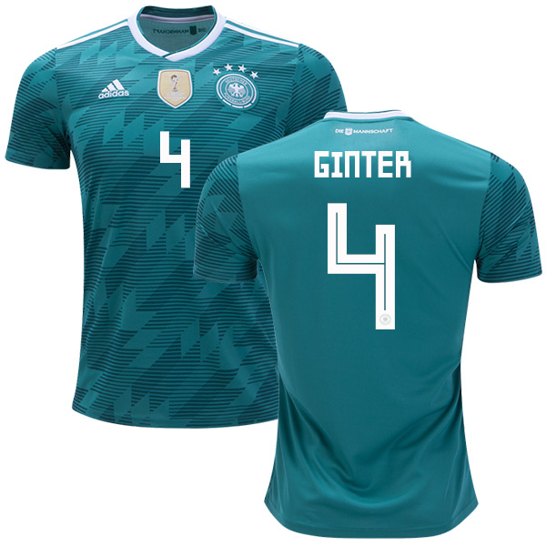 Germany #4 Ginter Away Kid Soccer Country Jersey